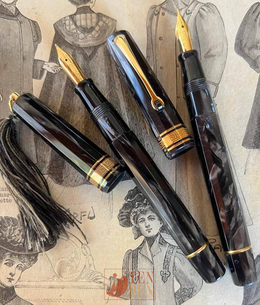 OMAS LADY PENS: PRINCESS AND DAMA - GRAY PEARL CELLULOID - UNUSED
